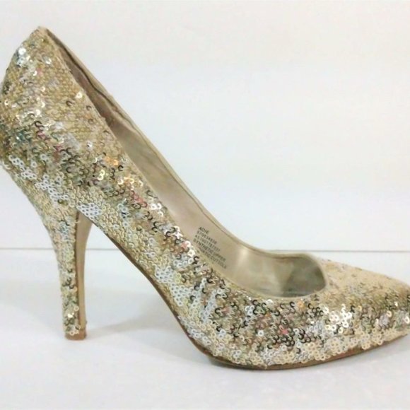 White House Black Market Shoes - White House Black Market Adie Gold Sparkle Sequins Heels Women 9.5 Pumps Shoes